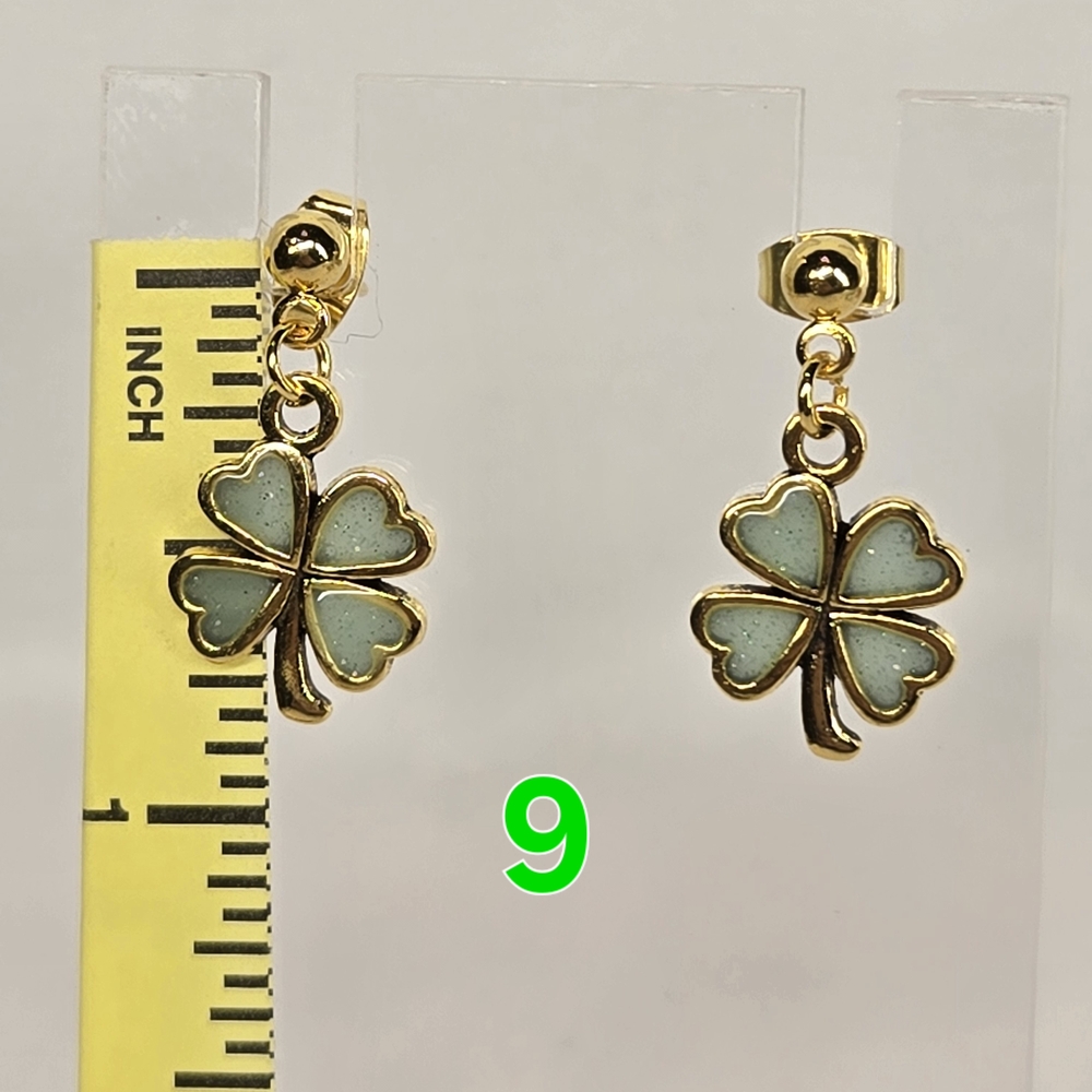 Shimmering Clover Drop Earrings - Picture 6 of 6